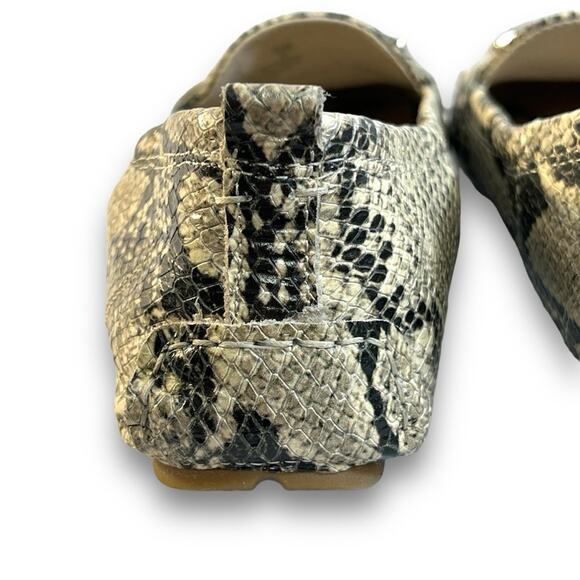 SAME EDELMAN Beige & Black Leather Reptile Embossed Driving Loafers SZ 7M - Picture 6 of 11